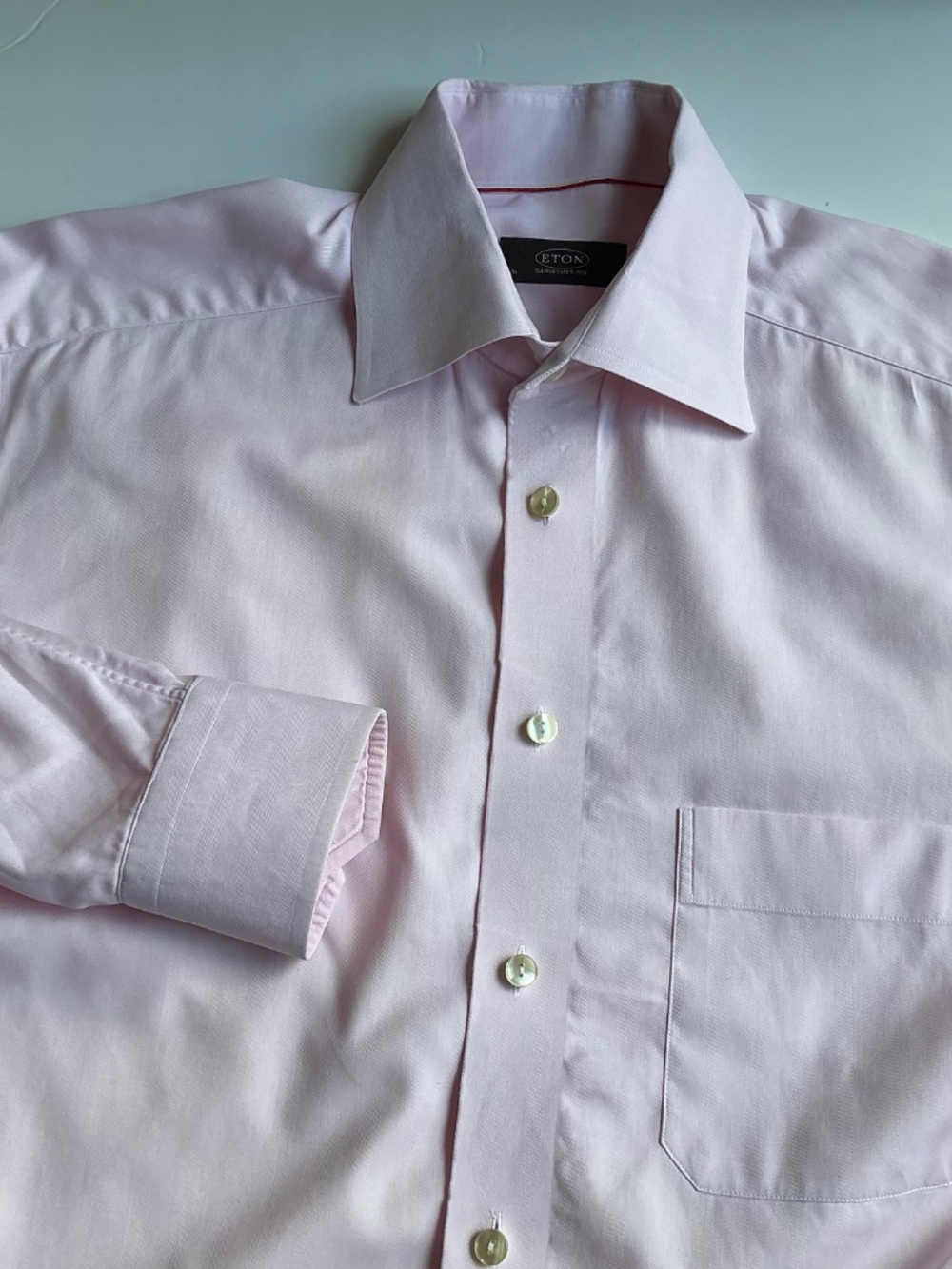 ETON lovely solid pale pink  cotton shirt Sz 15.5 made in Europe